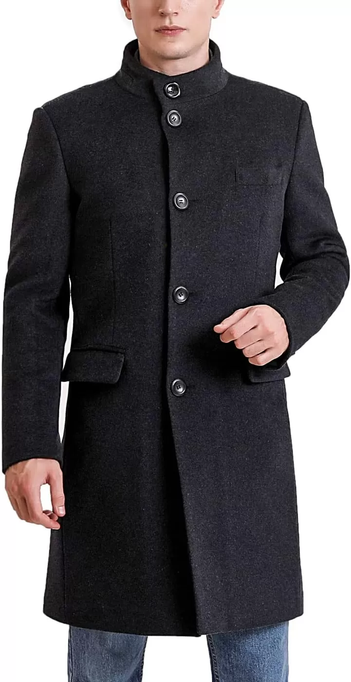 imageBGSD Men Jacob Cashmere Wool Blend Single Breasted Walking Top Coat Also available in Big and TallBlack