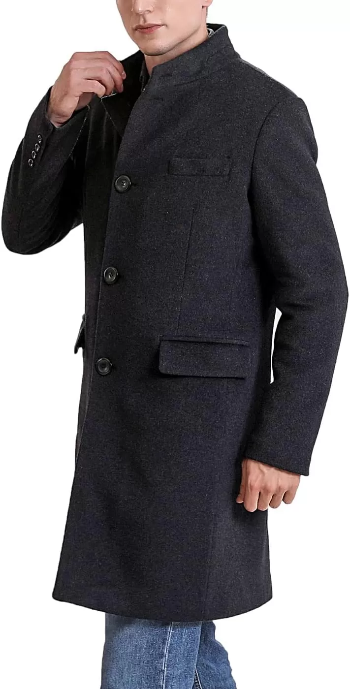 imageBGSD Men Jacob Cashmere Wool Blend Single Breasted Walking Top Coat Also available in Big and TallBlack