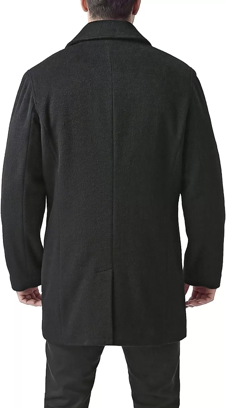 imageBGSD Men John Wool Blend Single Breasted Walking Car Coat with Removable Bib Also available in Big and Tall and ShortBlack