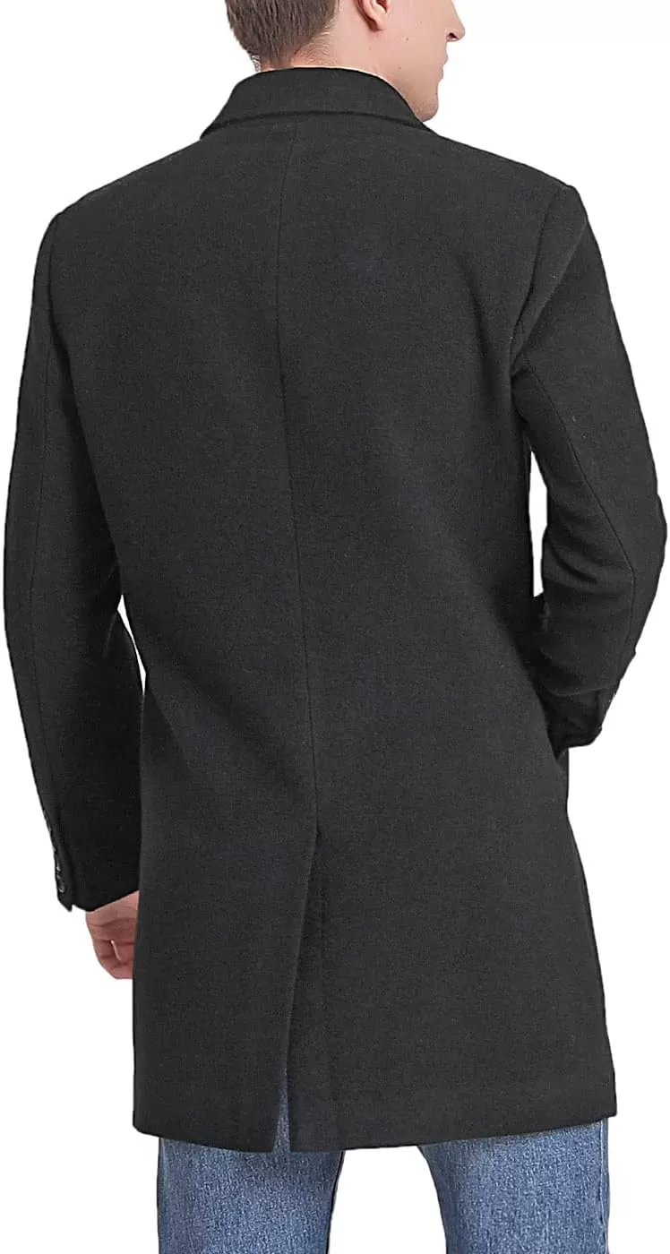 imageBGSD Men Marc Wool Blend Single Breasted Walking Coat Also available in Big and TallBlack