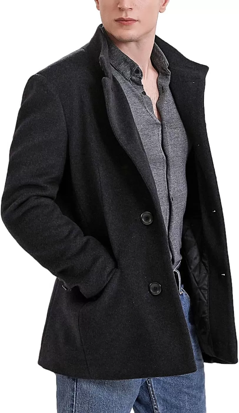 imageBGSD Men Perry Cashmere Wool Blend Single Breasted Walking Car Coat Also available in Big and TallBlack