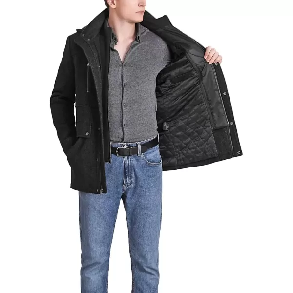 imageBGSD Men Adam Herringbone Hooded Wool Blend Walking Car Coat with Removable Bib Also available in Big and TallBlack