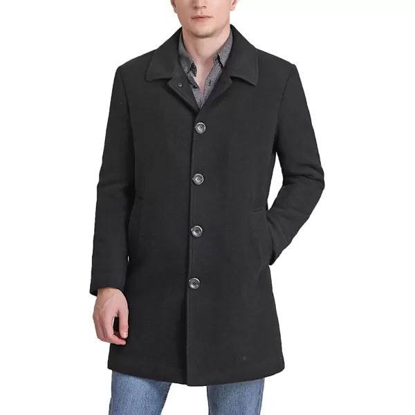 imageBGSD Men Baker Wool Blend Single Breasted Walking Long Car Coat Also available in Big and TallBlack