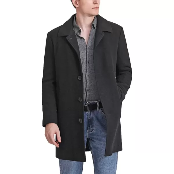 imageBGSD Men Baker Wool Blend Single Breasted Walking Long Car Coat Also available in Big and TallBlack