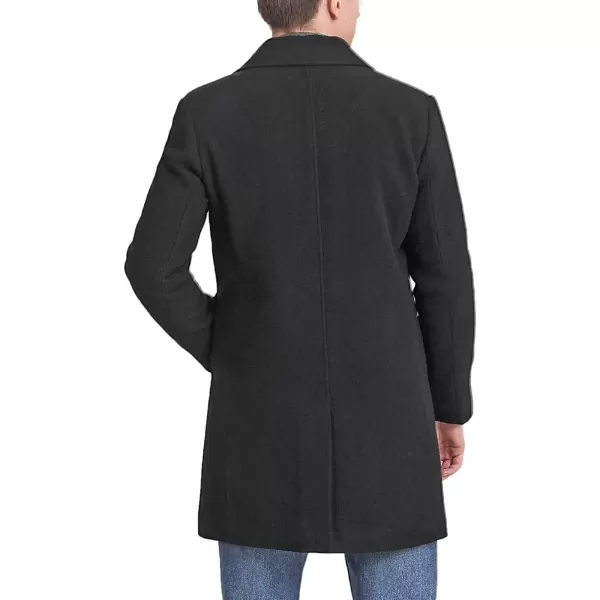 imageBGSD Men Baker Wool Blend Single Breasted Walking Long Car Coat Also available in Big and TallBlack