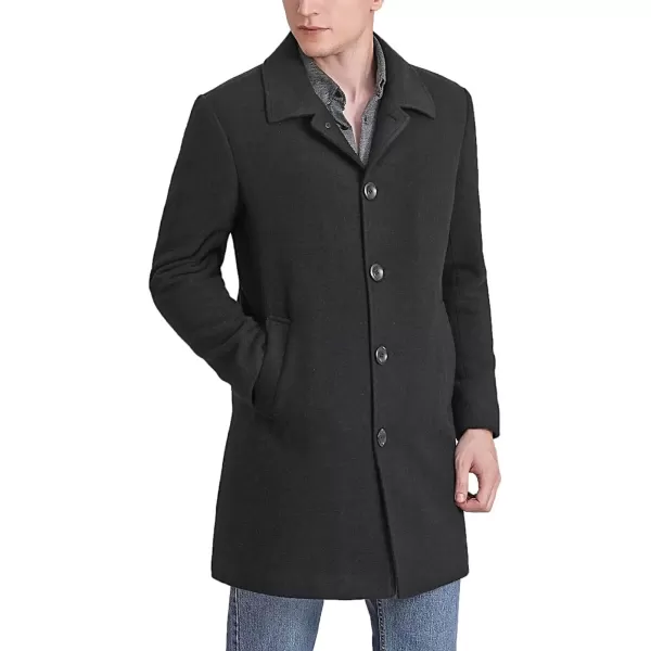 imageBGSD Men Baker Wool Blend Single Breasted Walking Long Car Coat Also available in Big and TallBlack