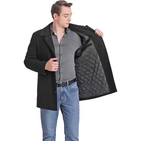 imageBGSD Men Cole Wool Blend Single Breasted Walking Pea Coat Also available in Big and TallBlack
