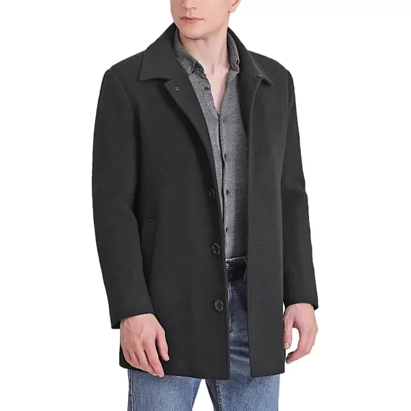 imageBGSD Men Cole Wool Blend Single Breasted Walking Pea Coat Also available in Big and TallBlack