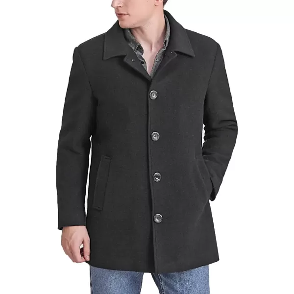 imageBGSD Men Cole Wool Blend Single Breasted Walking Pea Coat Also available in Big and TallBlack