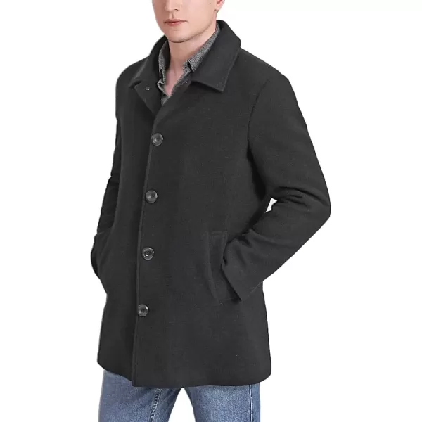imageBGSD Men Cole Wool Blend Single Breasted Walking Pea Coat Also available in Big and TallBlack
