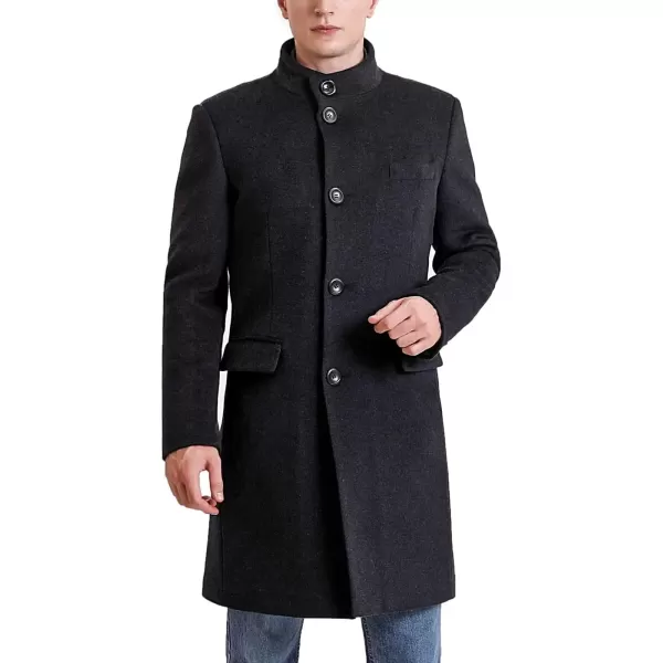imageBGSD Men Jacob Cashmere Wool Blend Single Breasted Walking Top Coat Also available in Big and TallBlack