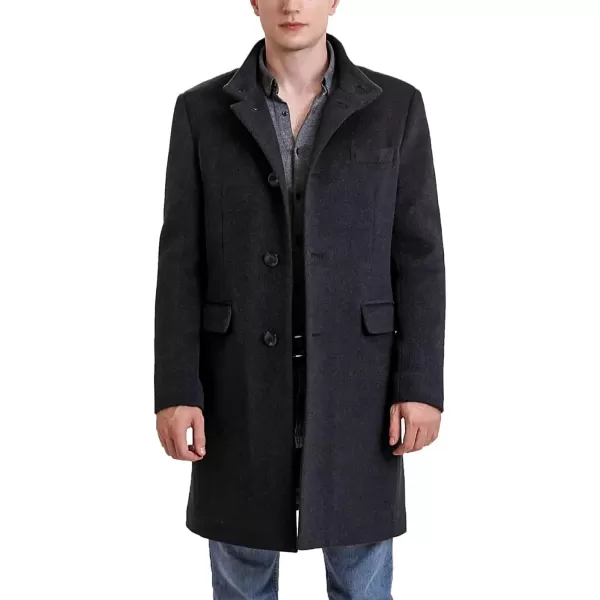 imageBGSD Men Jacob Cashmere Wool Blend Single Breasted Walking Top Coat Also available in Big and TallBlack