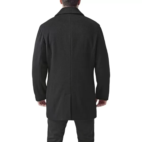 imageBGSD Men John Wool Blend Single Breasted Walking Car Coat with Removable Bib Also available in Big and Tall and ShortBlack