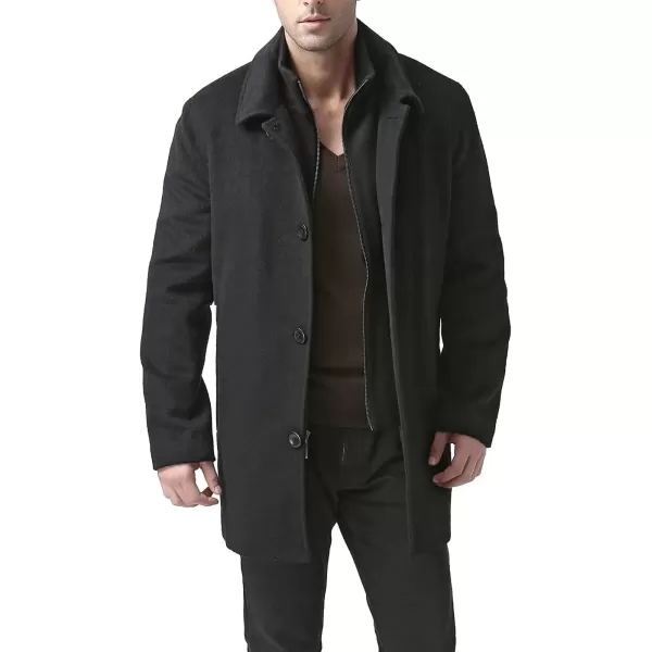 imageBGSD Men John Wool Blend Single Breasted Walking Car Coat with Removable Bib Also available in Big and Tall and ShortBlack