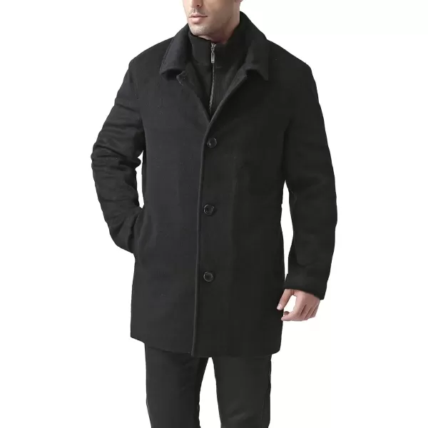 imageBGSD Men John Wool Blend Single Breasted Walking Car Coat with Removable Bib Also available in Big and Tall and ShortBlack