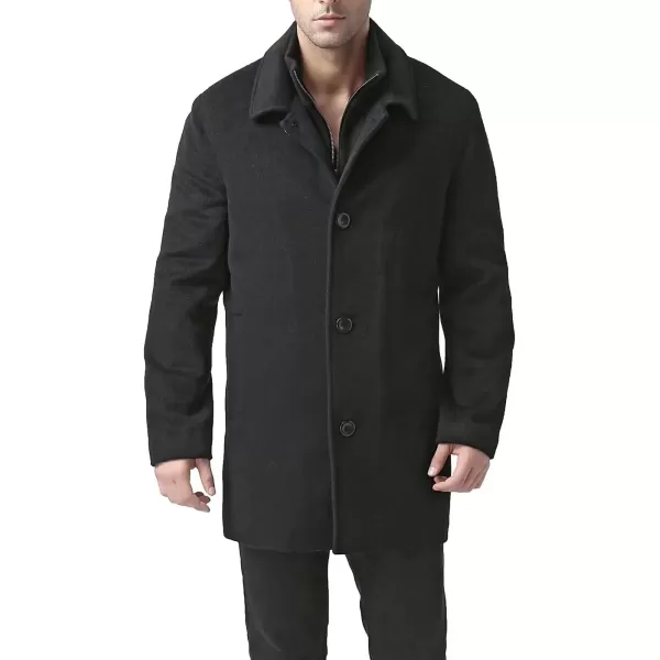 imageBGSD Men John Wool Blend Single Breasted Walking Car Coat with Removable Bib Also available in Big and Tall and ShortBlack