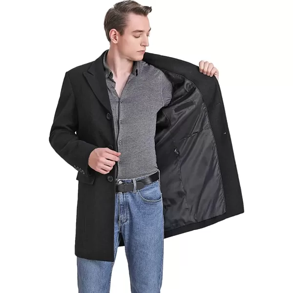 imageBGSD Men Marc Wool Blend Single Breasted Walking Coat Also available in Big and TallBlack
