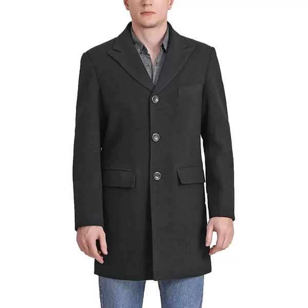 imageBGSD Men Marc Wool Blend Single Breasted Walking Coat Also available in Big and TallBlack