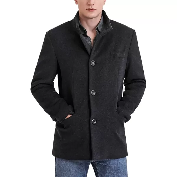 imageBGSD Men Perry Cashmere Wool Blend Single Breasted Walking Car Coat Also available in Big and TallBlack