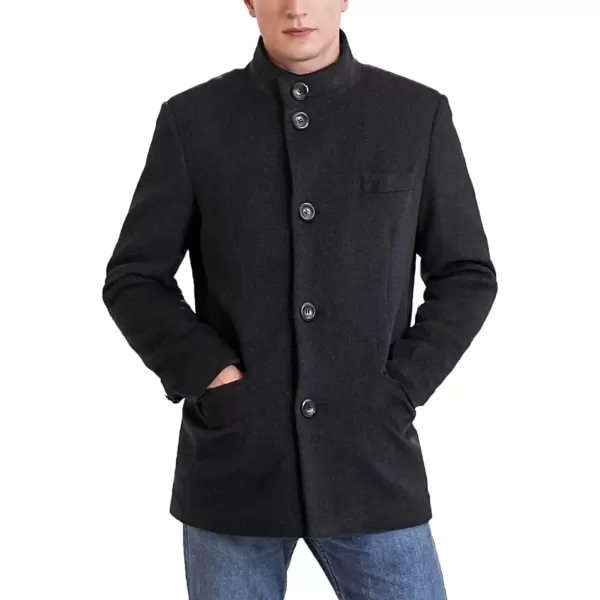 imageBGSD Men Perry Cashmere Wool Blend Single Breasted Walking Car Coat Also available in Big and TallBlack