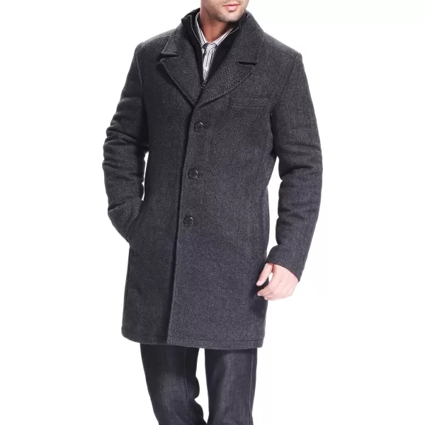 imageBGSD Men Derek Herringbone Wool Blend Single Breasted Bibbed Walking Coat