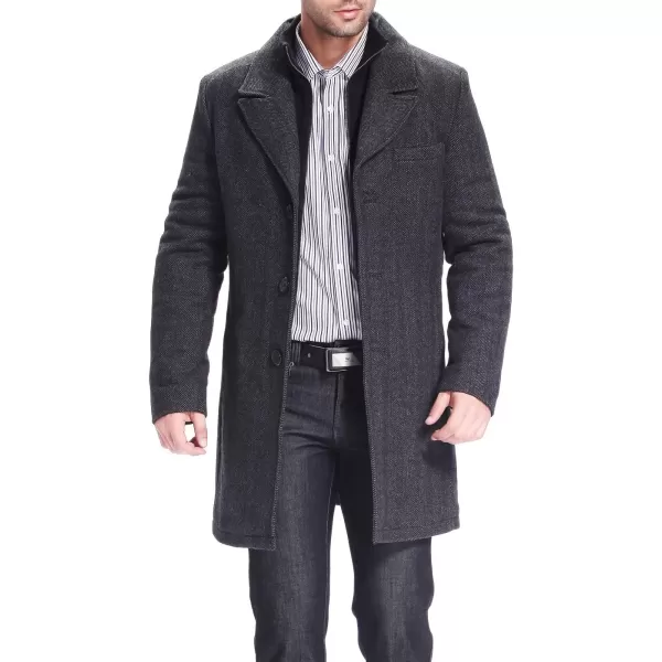 imageBGSD Men Derek Herringbone Wool Blend Single Breasted Bibbed Walking Coat