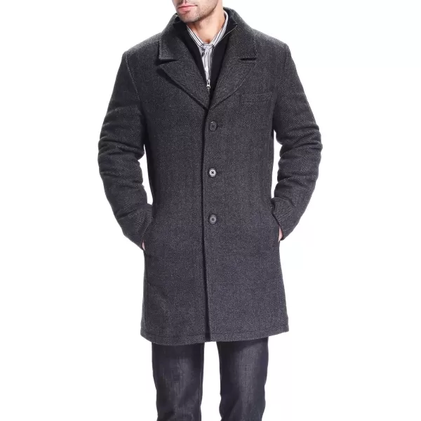 imageBGSD Men Derek Herringbone Wool Blend Single Breasted Bibbed Walking Coat