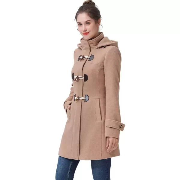 imageBGSD Women Ava Wool Blend Hooded Toggle Walking Duffle Coat Also available in Plus Size and PetiteCamel