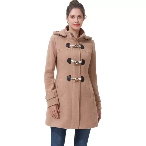 imageBGSD Women Ava Wool Blend Hooded Toggle Walking Duffle Coat Also available in Plus Size and PetiteCamel