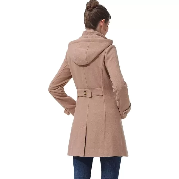 imageBGSD Women Ava Wool Blend Hooded Toggle Walking Duffle Coat Also available in Plus Size and PetiteCamel