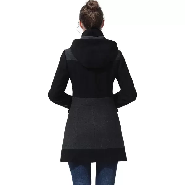 imageBGSD Women Gia Wool Blend Colorblock Walking Coat with Removable Hood Also available in Plus Size and PetiteBlackGray