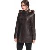 imageBGSD Women Amanda Hooded Lambskin Leather Parka Coat Also available in Plus Size ampamp PetiteDark Brown