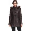 imageBGSD Women Amanda Hooded Lambskin Leather Parka Coat Also available in Plus Size ampamp PetiteDark Brown