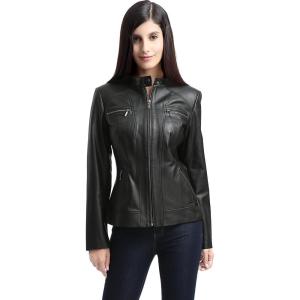 imageBGSD Women Mila Lambskin Leather Jacket Also available in Plus Size ampamp PetiteBlack