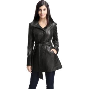 imageBGSD Women Madison Lambskin Leather Coat Also available in Plus Size ampamp PetiteBlack