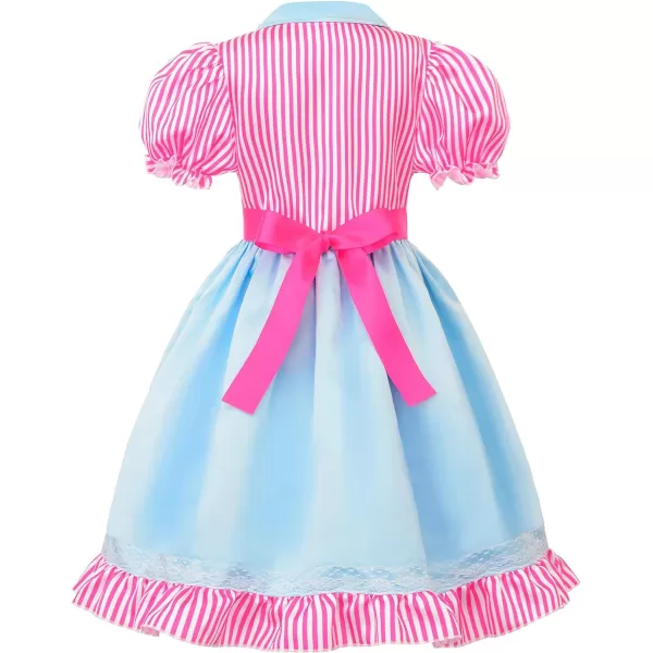 ReliBeauty 50s Girl Costume Waitress Costume for Girls with Apron and Headband Green amp PinkPink