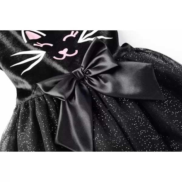 ReliBeauty Black Cat Costume for Girls Kitty Costume Halloween Toddler Dress with AccessoriesBlack