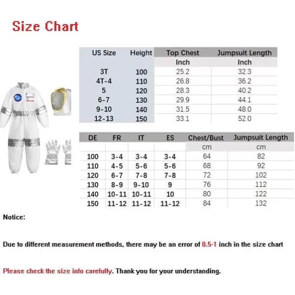 ReliBeauty Boys Astronaut Costume Kids Space JumpsuitWhite Jumpsuit Helmet and Gloves