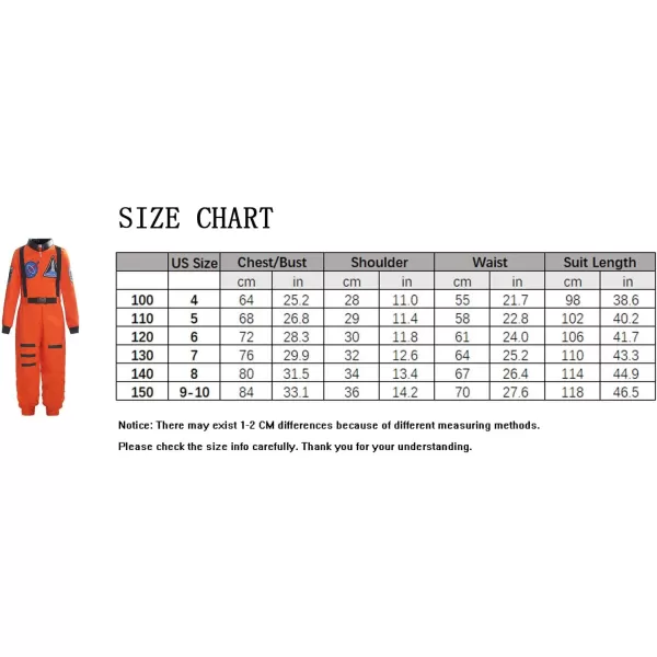 ReliBeauty Boys Girls Kids Children Astronaut Role Play CostumeOrange