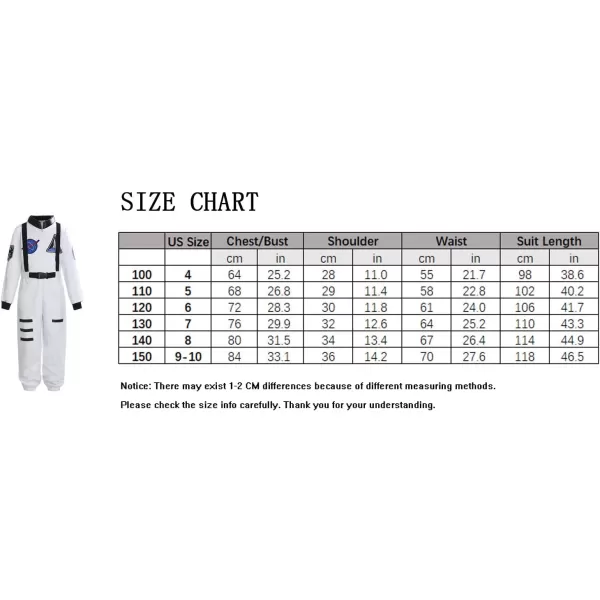 ReliBeauty Boys Girls Kids Children Astronaut Role Play CostumeWhite