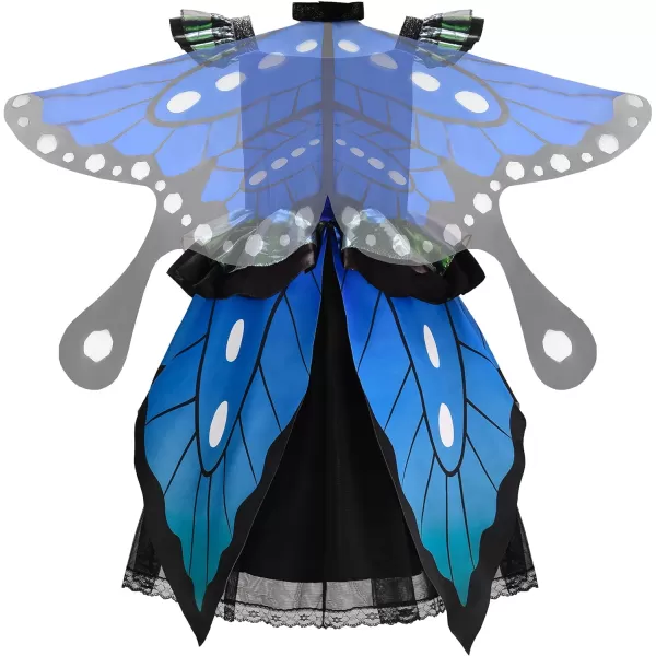 ReliBeauty Butterfly Costume for Girls with Butterfly Wings and Butterfly headbandBlueBlue