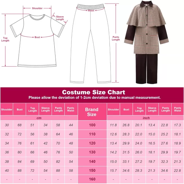 ReliBeauty Detective Costume Kids Girls and BoysBrown