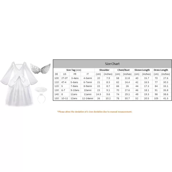 ReliBeauty Girls Angel Costume for Kids White Fancy Princess Tulle Dress with Wings and HaloReliBeauty Girls Angel Costume for Kids White Fancy Princess Tulle Dress with Wings and Halo