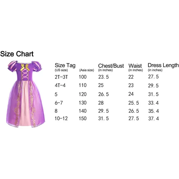 ReliBeauty Girls Dress Puff Sleeve Princess Costume 5 Purplewith Accessories1012 Purplewith Accessories