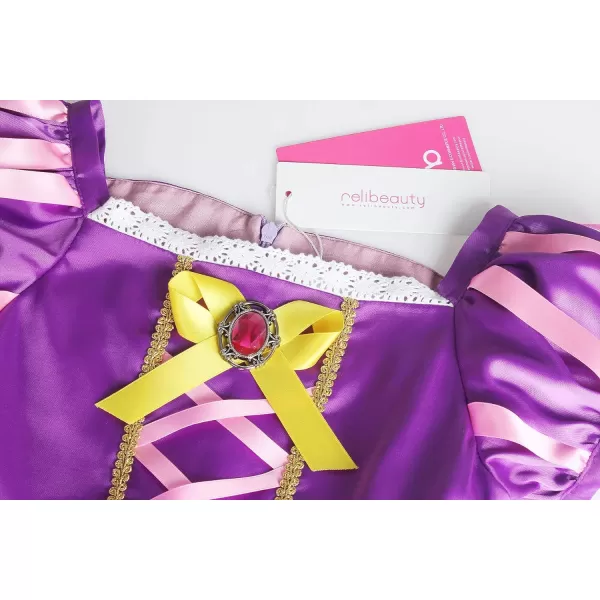 ReliBeauty Girls Dress Puff Sleeve Princess Costume 5 Purplewith Accessories2T3T Purplewith Accessories