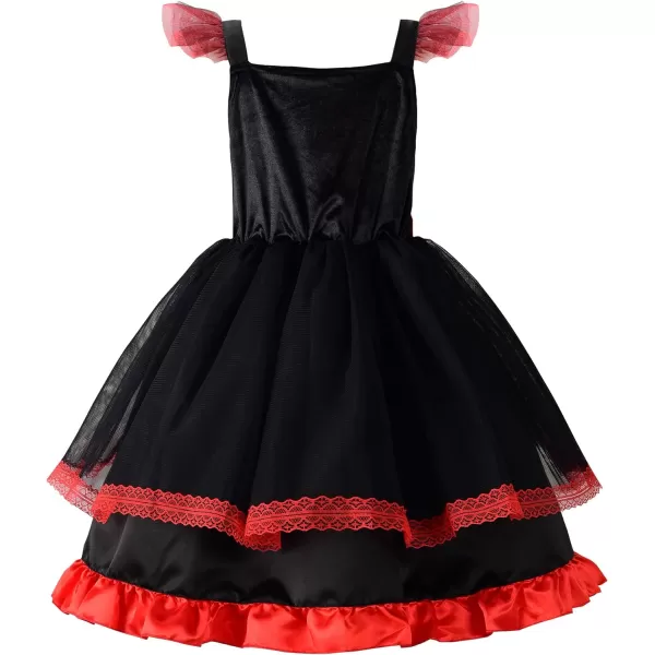 ReliBeauty Kids Devil Costume Girls Halloween Dress Up with AccessoriesBlack and RedRed