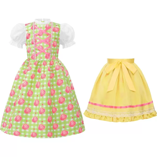 ReliBeauty Kids Girls Dirndl Dress Oktoberfest Costume German for GirlsGreen amp Yellow