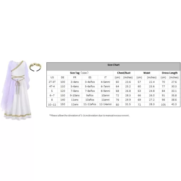 ReliBeauty Kids Greek Goddess Costume Girls with HeadbandPurple