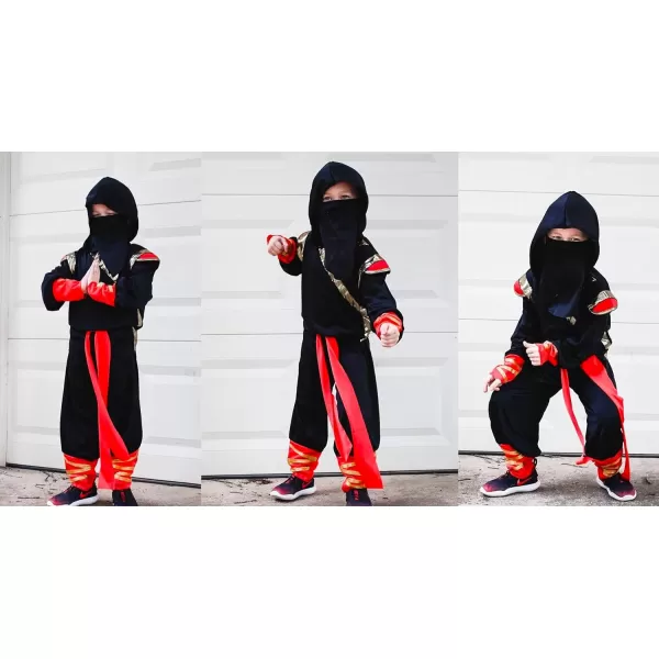 ReliBeauty Kids Ninja Costume for BoysBlack amp RedBlackampred