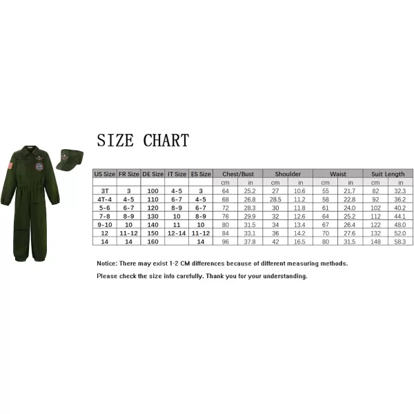 ReliBeauty Kids Pilot Uniform Deluxe Costume Role Play Set with Jacket Trousers and HatDark Green